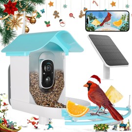 Bird Feeder with Camera,AI Identify Birds Species,Solar Powered,Auto Record Videos in Backyard,Instant Notifications,Ideal Gift for Family and Bird Lovers
