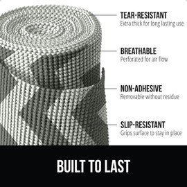 GORILLA GRIP GORILLA GRIP powerGRIP Drawer Shelf and Cabinet Liner, Thick Strong Hold, Non-Adhesive Liners Protect Kitchen Cabinets and Cupboard, Bathroom Drawers, Easy Install, Breathable Mat, 12" x30', Chevron