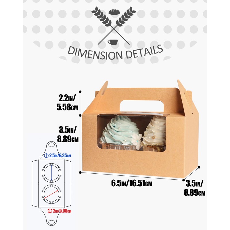 Gcardist Brown Cupcake Container Double Cupcake Stand Disposable 15 Double
