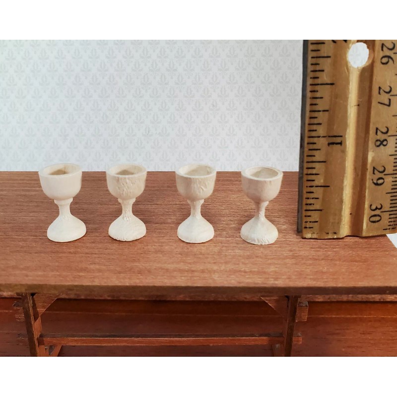 Streets Ahead Miniature Wood Goblets Chalices x4 1:12 Scale Dollhouse
