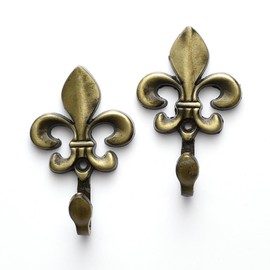 Hoshisea Pack of 2 Wall Hooks, Decorative Hooks, Curtain Wall Hooks, Vintage Alloy Wall Hooks, Metal Tieback Curtain Hooks, for Living Room, Bathroom, Cabinet, Coat (Antique Cyan)