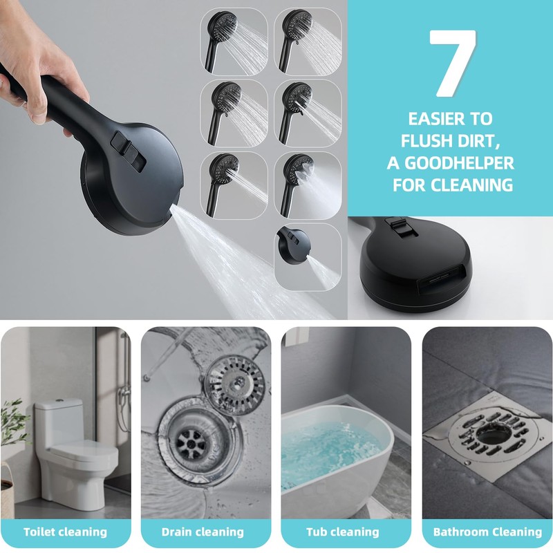Matte Black Shower System - Dual Shower Head with Handheld