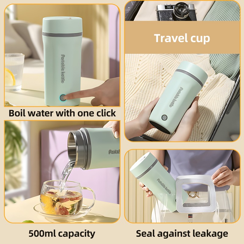Portable Travel Electric Kettle 500ml Stainless Steel Portable Electric Kettle