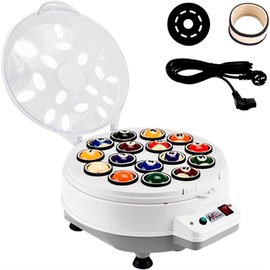 akcky Automatic Pool Ball Polishing Cleaning Machine for 16/22 Balls, Electric Billiard Ball Cleaning Machine Billiards Cleaner Polisher 110V 180W (16 Balls)