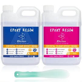 JDiction Table Top Epoxy Resin - Deep Pour Epoxy Resin Kit, Easy 1:1 Mix, Crystal Clear Epoxy Resin for Bars, Tabletop, Art Resin, Jewelry Casting, Craft, Tumblers and Wood - 1Gallon Resin Kit