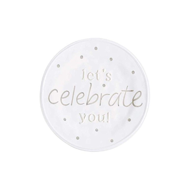 Mud Pie Celebrate You Dinner Plate, White, 11 1/2" dia