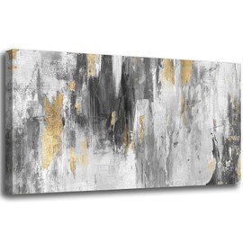 Large Wall Art Living Room Decor Black and Gold Abstract Art Wall Modern Artwork Decor for Office Bedroom Kitchen 24x48 In