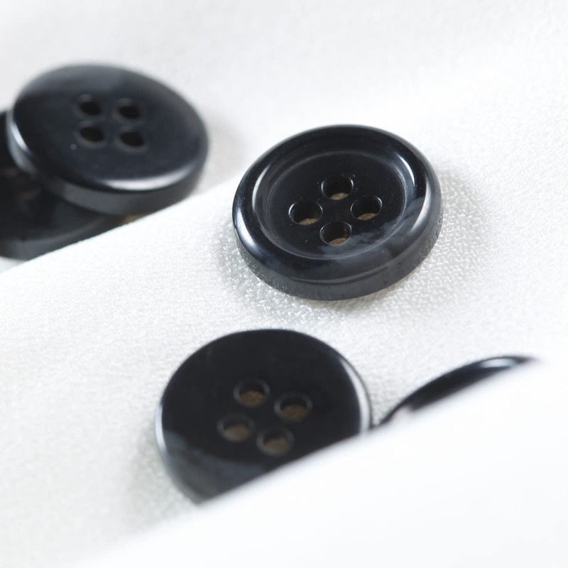 80 Pcs 3/4inch Large Black Buttons for Sewing Round Resin
