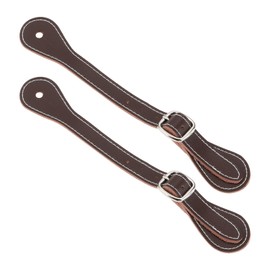 ECSiNG Pack of 2 Brown Leather Spur Straps Adjustable Single Layer Cowhide Spur Straps for Riders