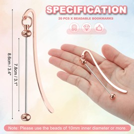 PATIKIL Beadable Bookmarks, 20 Pcs Beaded Bookmark DIY Metal Blank Bar Bulk for Bookmark DIY Making Craft, Beading Pendant Charm, Rose Gold