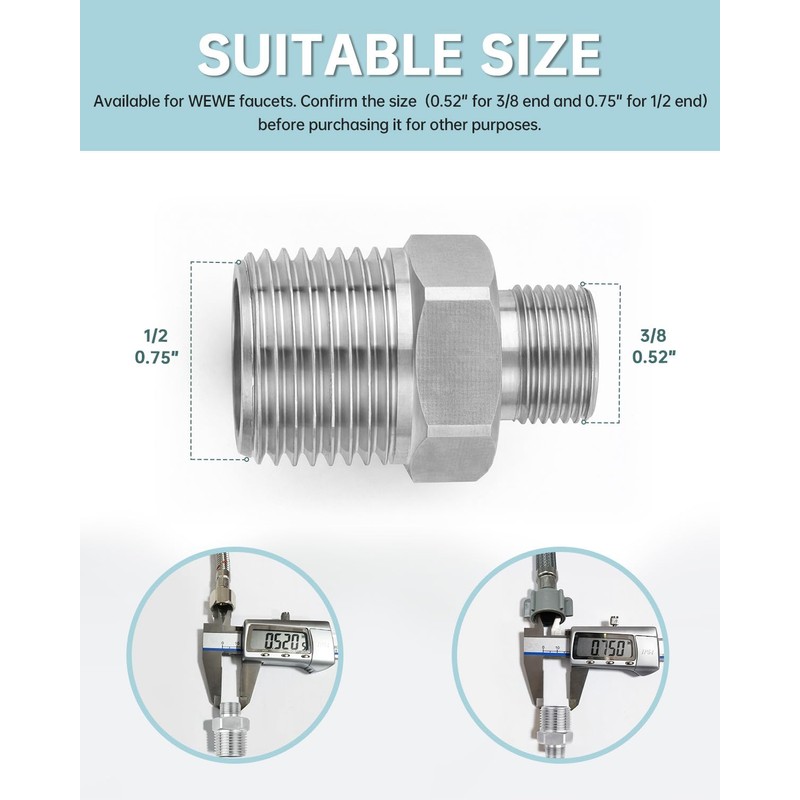RV Faucet Adapter 1/2 to 3/8 Reducer WEWE Faucet Supply