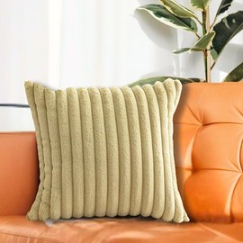 TUKUMO Fuwamoko Cushion Cover Scandinavian Stylish Cute Fur Faux Fur Fluffy Soft Fluffy Cushion Cover for Sofa Back Cover Decorative Pillowcase Cushion Cover (Green, 17.7 x 17.7 inches (45 x 45 cm)