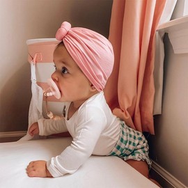 DRESHOW BQUBO 5 Pieces Baby Turban Hats Turban Bun Knot Baby Infant Beanie Baby Girl Soft Cute Toddler Cap