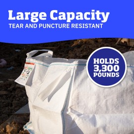 DURASACK Concrete Washout White Bag 130-Gallon Open Top Flat Bottom Woven Polypropylene Construction Demo Contractor Bag with Plastic Liner