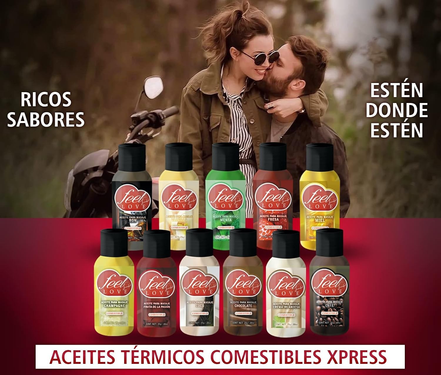 Aceite térmico comestible para masaje de 25ml (Vainilla)