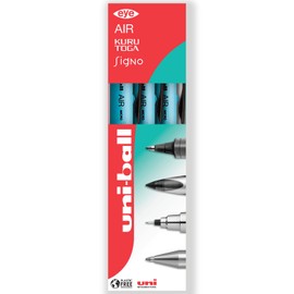 uni-ball Air – 0.5mm Rollerball - Lime Green Barrel - Black Ink – Pack of 3 - UBA-188E-M - In Gift Box