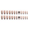 24 PCS Nude Long False Nails,Black Edge Glossy French Press