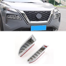 Hyorabyn Exterior Car Accessories Fit for Nissan Rogue 2021 2022 2023 2024 Headlight Eyelid Eyebrow Edge Cover 2PCS Chrome