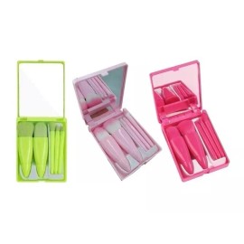 KFMX Juego De 5 Brochas De Maquillaje Con Espejo Portátil