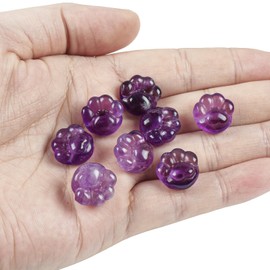 Loveliome Hand Carved Healing Crystal Stones Beads, Natural Crystals Loose Beads for Jewelry Making DIY Pack of 4, Cat Paw-Amethyst