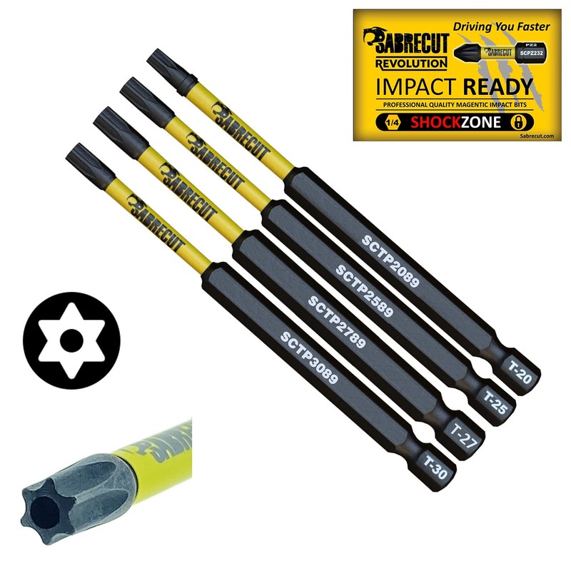 4 x SabreCut SCTPTX89 Torx Tamper Proof Security Screwdriver Bits