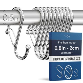 Blau Marité S-Shaped Hooks with Fall Protection System, Pack of 10, Royal Model, Help with Organising the House, Silver, Medium (Rails <2 cm)