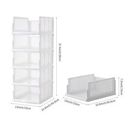 Pull-out Plastic Storage Basket,Stackable Closet Organizers Drawer Anti-Tipping, Reinforced Stable Shelf Container for Bathroom Laundry Room Storage, Space-Saving Clothes Storage (white, Large-5pcs)