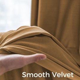 Lazzzy Gold Brown Blackout Velvet Curtains 90 Inch Long Pinch Pleat Room Darkening Curtain Drapes Luxury Back Tab Thermal Window Treatments for Bedroom Living Room 2 Panels, 52 x 90 Inch, Golden Brown