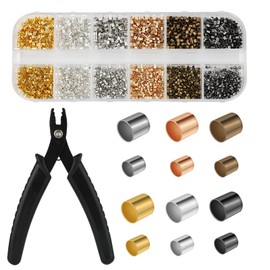 Crimp Beads Set, 1.5 mm and 2 mm Crimp Beads with Crimping Pliers, 6 Colours, Crimp Tube for DIY Bracelets, Necklaces, Jewellery Making Accessories, Pack of 2700