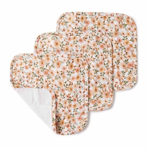 Snuggle Hunny Wash Cloths 3 Pack Organic | Spring Floral