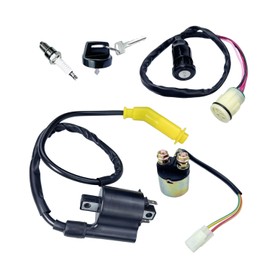 Ignition Coil with Cap & Ignition Key Switch Replace Part Number 30510-HP5-601Compatible with Honda Rancher 420 TRX420 2007-2013 with Start Relay and Spark Plug