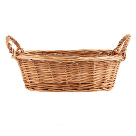 Olympia Willow Large Oval Table Wicker Basket, Brown, Size: 130(H) x 295(W) x 200(D)mm, Rustic Food Basket, Table Bread Basket, Basket for Pastries, P763