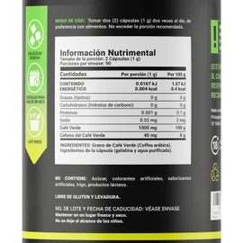 Café Verde Puro 180 Cápsulas. Ingredientes naturales. Green Coffee B Life.