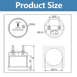 LiebeWH Operating Hour Counter, 12 V, Round Digital Operating Hour Counter, Quartz Hour Counter for Boat, Car, Truck