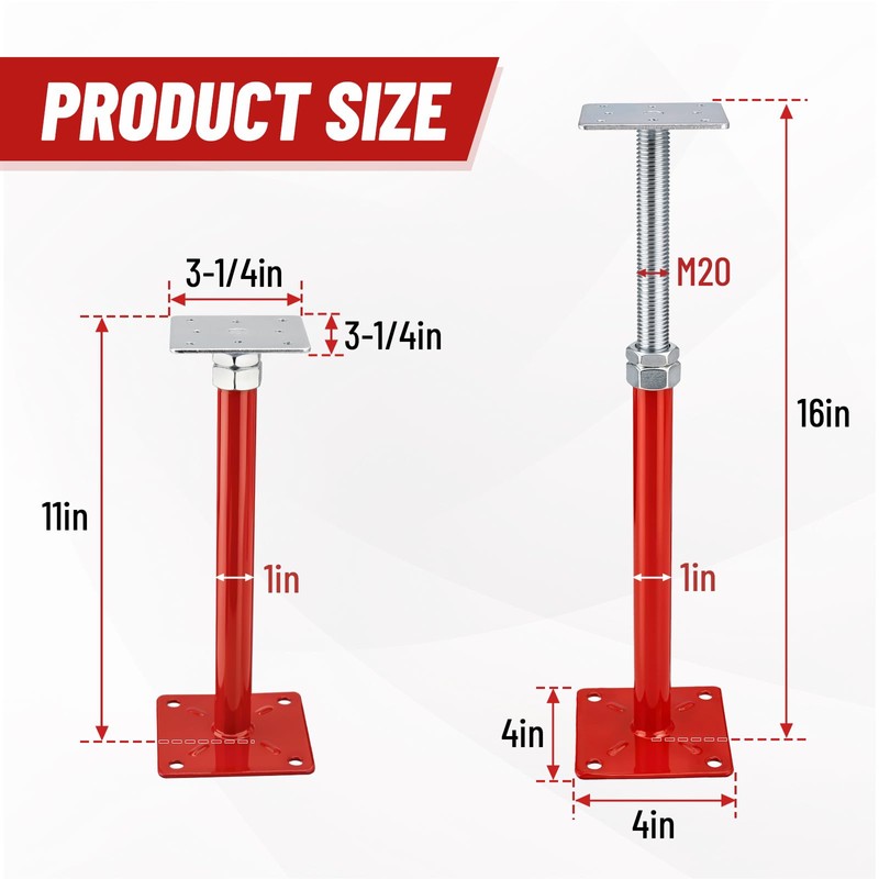 11-16" House Floor Jacks, 6613LBS Screw Jacks Post, Basement Jacks