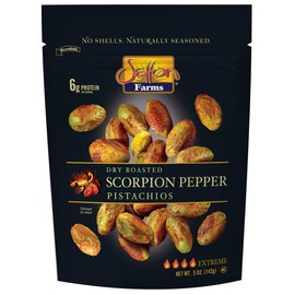 Setton Farms Pistachios, Scorpion Pepper Extreme Flavor, Naturally Seasoned, Dry Roasted No Shell, Non-GMO Project Verified, Gluten Free, Vegan, Kosher, 5 Oz