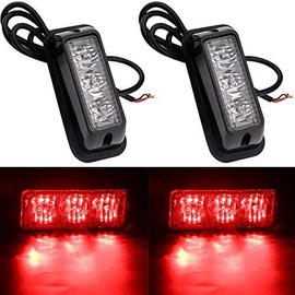 EverBrightt 2-Pack Red 3 LED Car Flash Light DRL Truck Emergency Strobe Flash Warning Light 12-24V