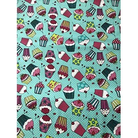 100% Cotton Fabric Sold by The Yard 1 Yard = 36 in. Length Cupcakes & Cherries on Polka Dots