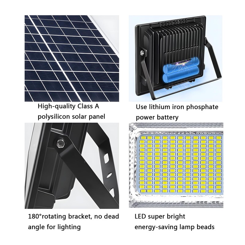 DuBom 100W-800W Solar Flood Light Outdoor Remote, 6000K Bright LED,