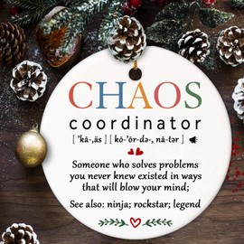 BSQUIELE Coworker Gifts for Women, Friendship Christmas Decoration, Birthday Christmas Thanksgiving Gifts for Her, Chaos Coordinator Boss Lady Friend, Appreciation Inspiration Gifts, Ceramic Ornament