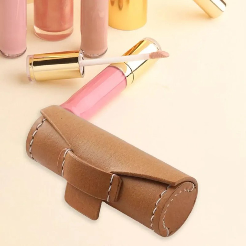 Mini Bolso Para Labial Porta Labiales Estuche De Marrón