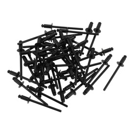 TUCKBOLD Open End Large Flange Blind Rivets Black 50 Pcs 4mm Grip Diameter 10mm Grip Length 8mm Flange Diameter Aluminum Alloy Iron