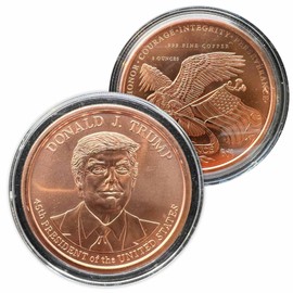 Generic 5 oz Copper President Trump round medal capsule display