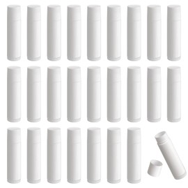 Empty Lipstick Sleeves, Pack of 25 Lipstick Tubes, Plastic Empty Lip Balm Refillable with Cap for DIY Homemade Lip Balms (White, 5 g)