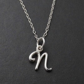 FashionJunkie4Life Sterling Silver Tiny Initial Letter Necklace for Women, Sterling Silver, No Gemstone