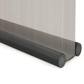LEFAFA Door Draft Stopper, Under Door Draft Blocker Weather Stripping Noise Blocker, Twin Door Draft Stopper Adjustable Door Foam Seal Strip Window Breeze Blocker (Black, 96cm)