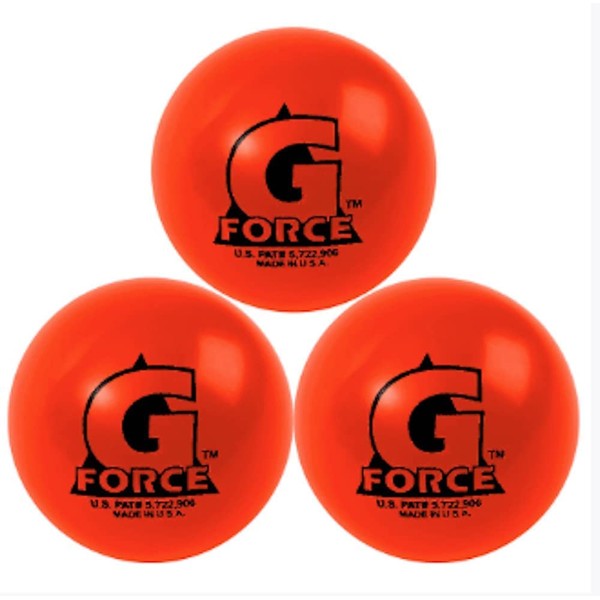MyLec G-Force Street Hockey Balls, Less-Bounce Street Hockey Balls, Liquid Filled, Perfect for Play at >60deg F, Durable Construction, Roller Hockey Ball for Indoor/ Outdoor Play (Orange, Pack of 3)