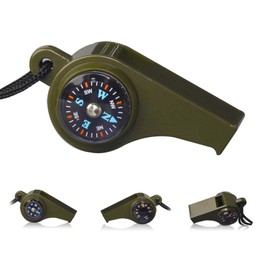 3 in 1 Survival Whistle + Thermometer + Compass, Mini Compass, Navigation Compass, Survival Whistle, Small Compass, Pocket Compass for Camping Hiking