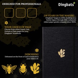 Dingbats* Pro Dotted Large B5 Notebook - Black Textile Cover, Thread-Bound Writing Journal - for Work, Travel - Pocket, Elastic Closure, Bookmark