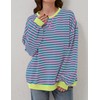 DUOEASE Pullover Women's Striped Oversize Pullover Long Sleeve Autumn Crew